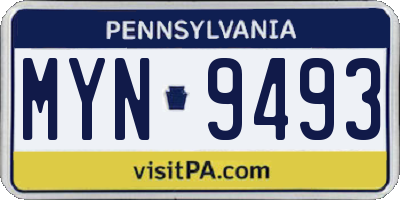PA license plate MYN9493