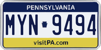 PA license plate MYN9494