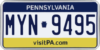 PA license plate MYN9495