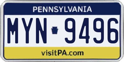 PA license plate MYN9496
