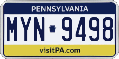 PA license plate MYN9498