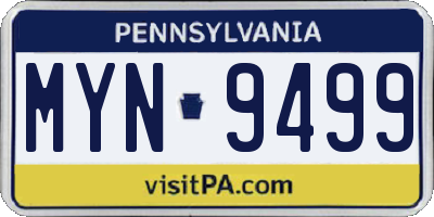 PA license plate MYN9499