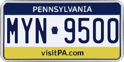 PA license plate MYN9500