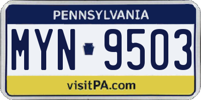 PA license plate MYN9503