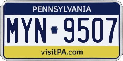 PA license plate MYN9507