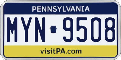 PA license plate MYN9508