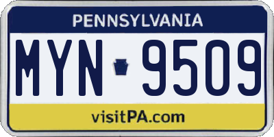 PA license plate MYN9509