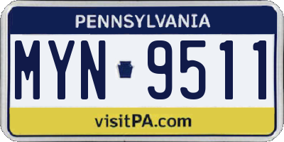 PA license plate MYN9511