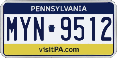 PA license plate MYN9512