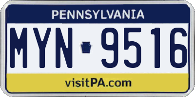 PA license plate MYN9516
