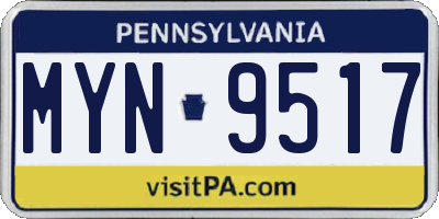 PA license plate MYN9517