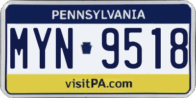 PA license plate MYN9518