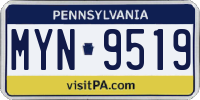 PA license plate MYN9519