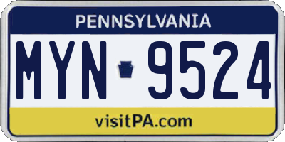 PA license plate MYN9524