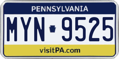 PA license plate MYN9525