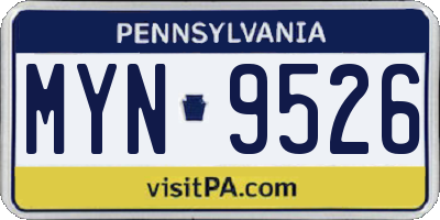 PA license plate MYN9526