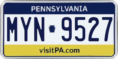 PA license plate MYN9527