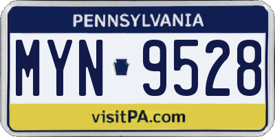 PA license plate MYN9528