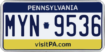 PA license plate MYN9536