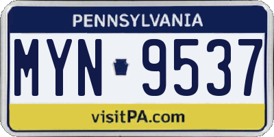 PA license plate MYN9537