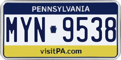 PA license plate MYN9538