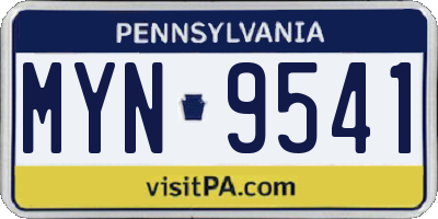 PA license plate MYN9541
