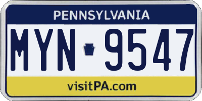 PA license plate MYN9547