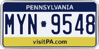PA license plate MYN9548