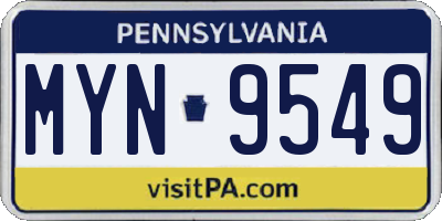 PA license plate MYN9549