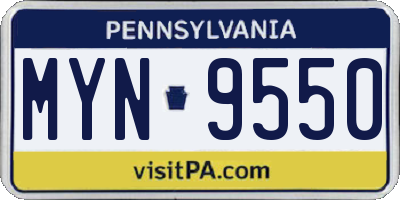 PA license plate MYN9550