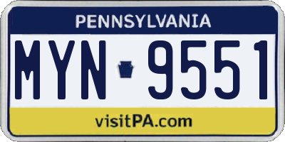 PA license plate MYN9551