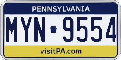 PA license plate MYN9554