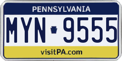 PA license plate MYN9555