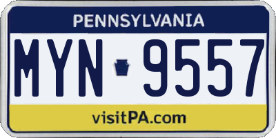 PA license plate MYN9557