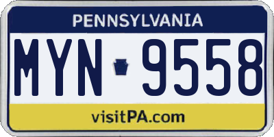 PA license plate MYN9558