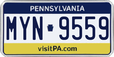 PA license plate MYN9559