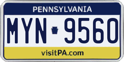 PA license plate MYN9560