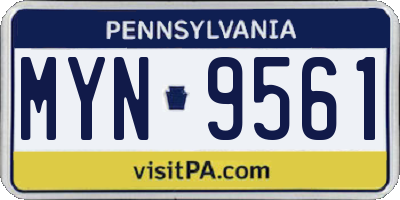 PA license plate MYN9561