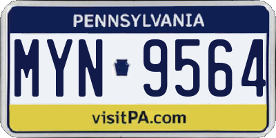 PA license plate MYN9564