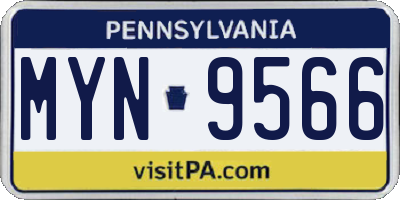 PA license plate MYN9566