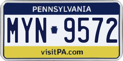 PA license plate MYN9572