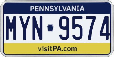 PA license plate MYN9574