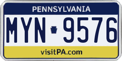 PA license plate MYN9576