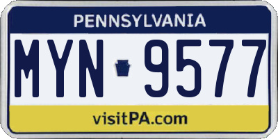 PA license plate MYN9577