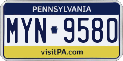 PA license plate MYN9580