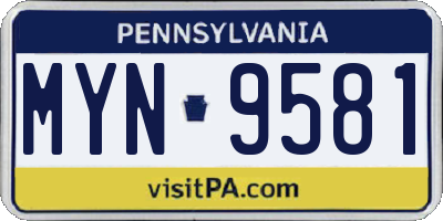 PA license plate MYN9581