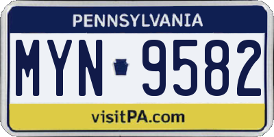 PA license plate MYN9582