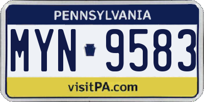 PA license plate MYN9583