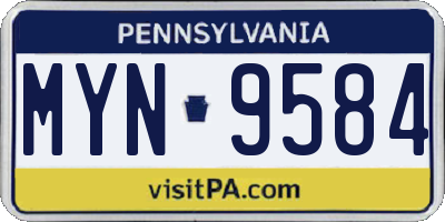 PA license plate MYN9584