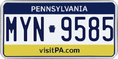 PA license plate MYN9585